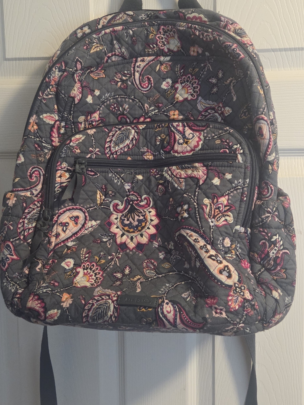 Vera Bradley Gray Paisley Quilted Backpack